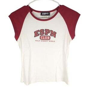 Vintage Y2K ESPN Club Walt Disney World Woman's Baby Tee Tshirt size medium
